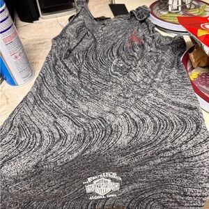 Harley-Davidson Black & Gray Swirl Sleeveless Top